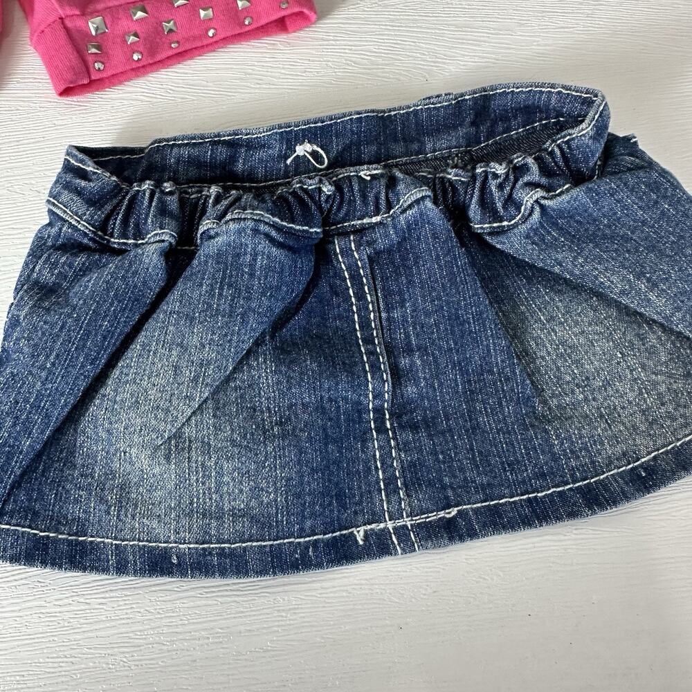 Build-a-Bear Workshop Clothes Bottoms Pink Pants Denim Skirt Bling Y2K BAB - Picture 4 of 10